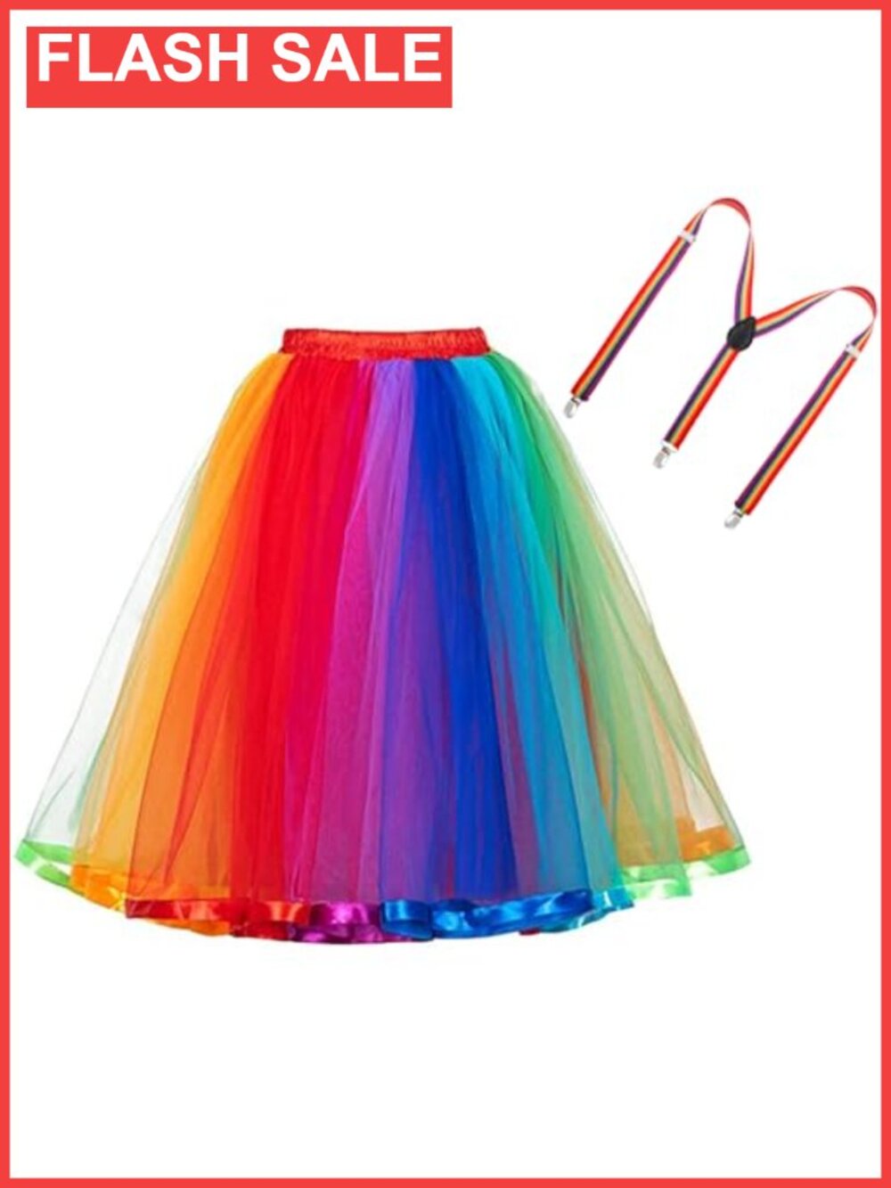 Layered Tulle Tutu Skirt Pleated Elastic Suspender Cosplay Party